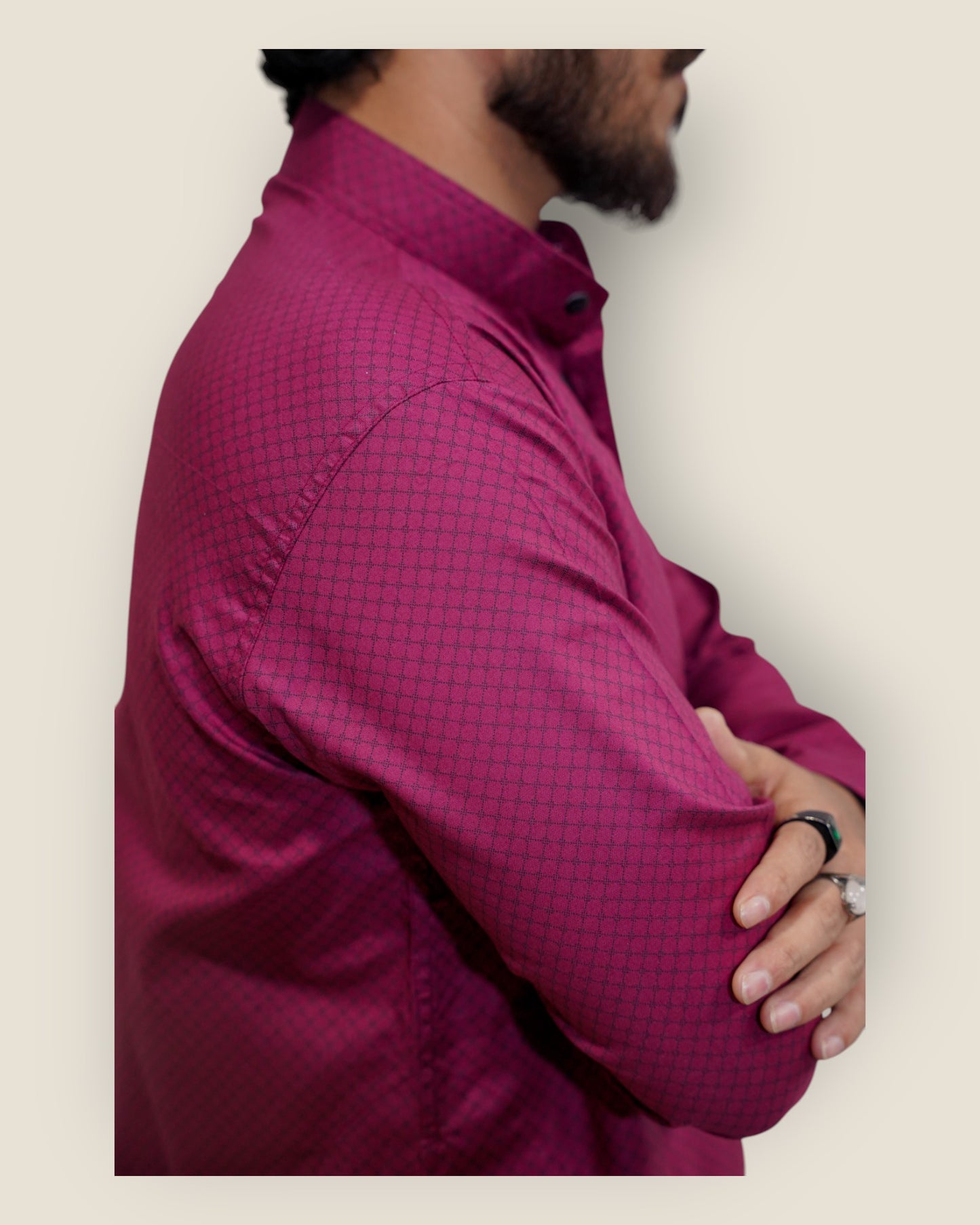 Men’s Magenta(Maroon) Cotton Printed Kurta – Festive & Party Wear by Murih