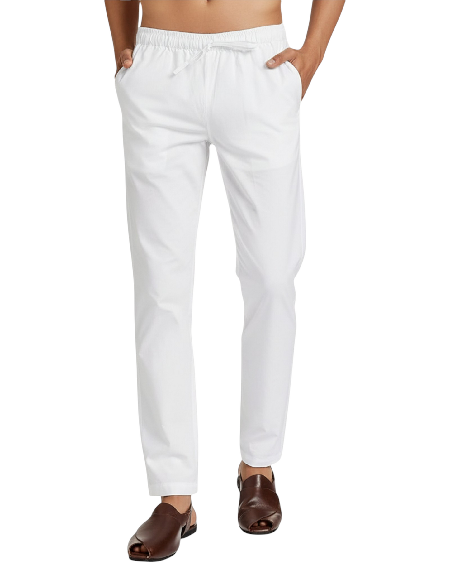 Murih Men's Cream Cotton Blend Textured Kurta Pyjama Set