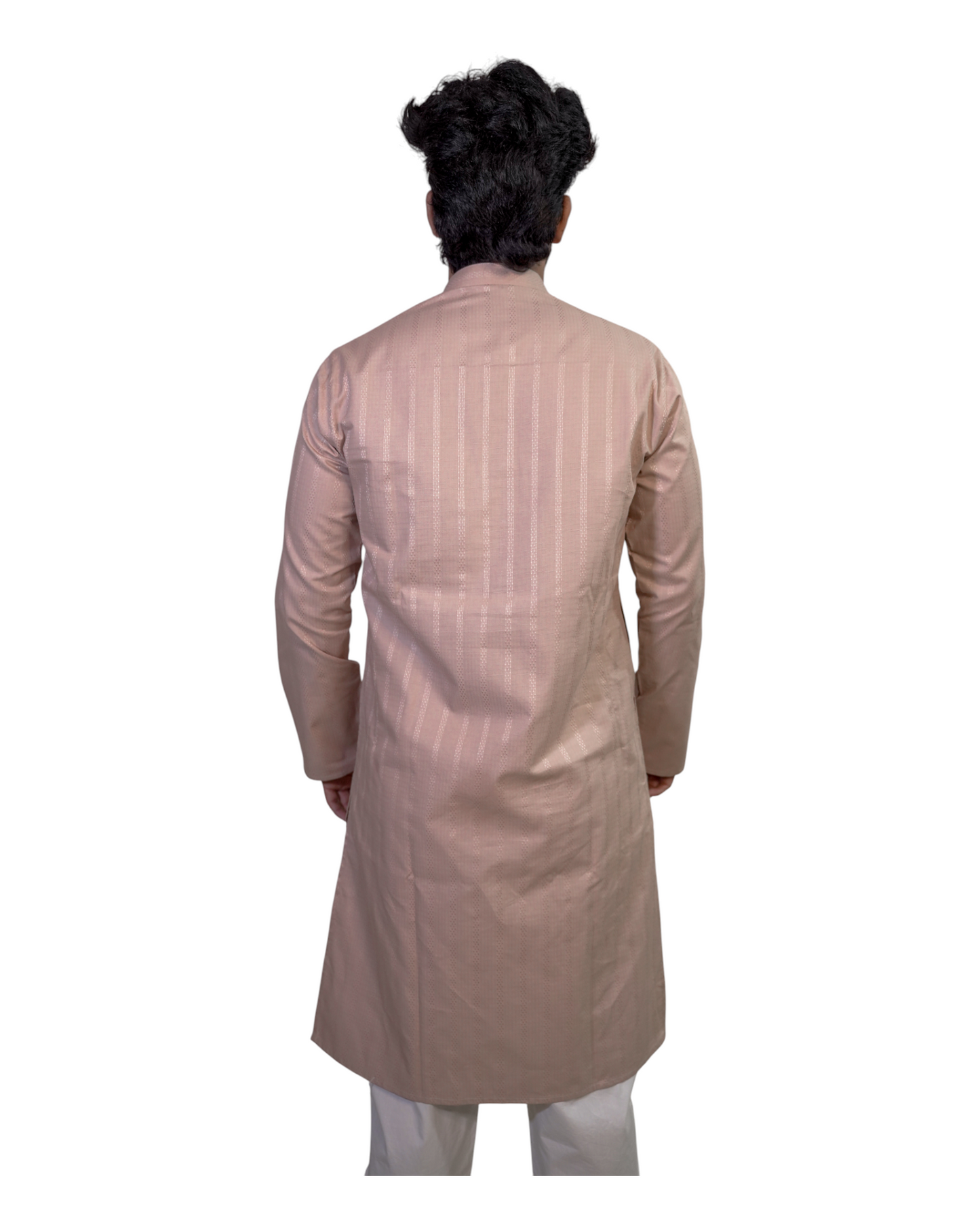 Murih Men's Beige Cotton Blend Striped Kurta Pyjama Set