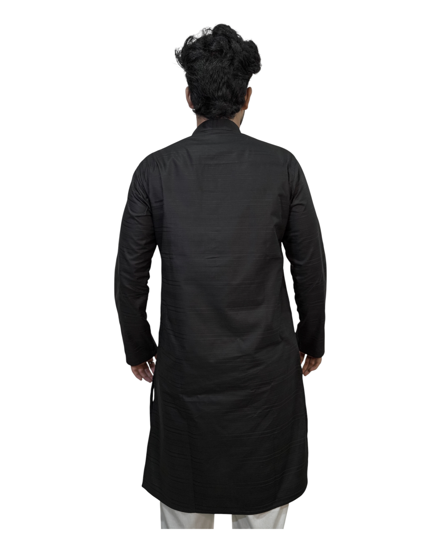 Murih Men's Black Cotton Blend Striped Kurta Pyjama Set