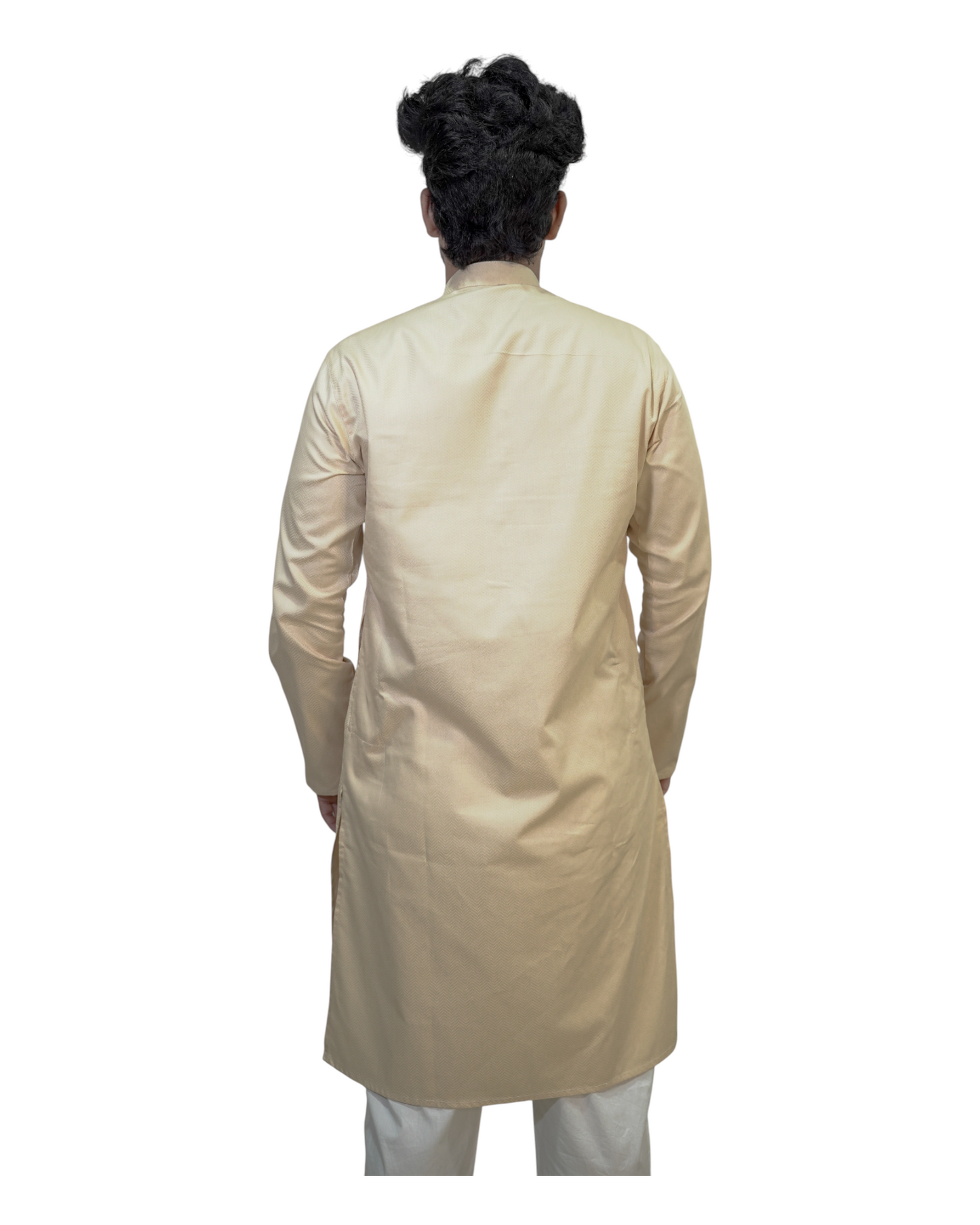 Murih Men's Cream Cotton Blend Textured Kurta Pyjama Set