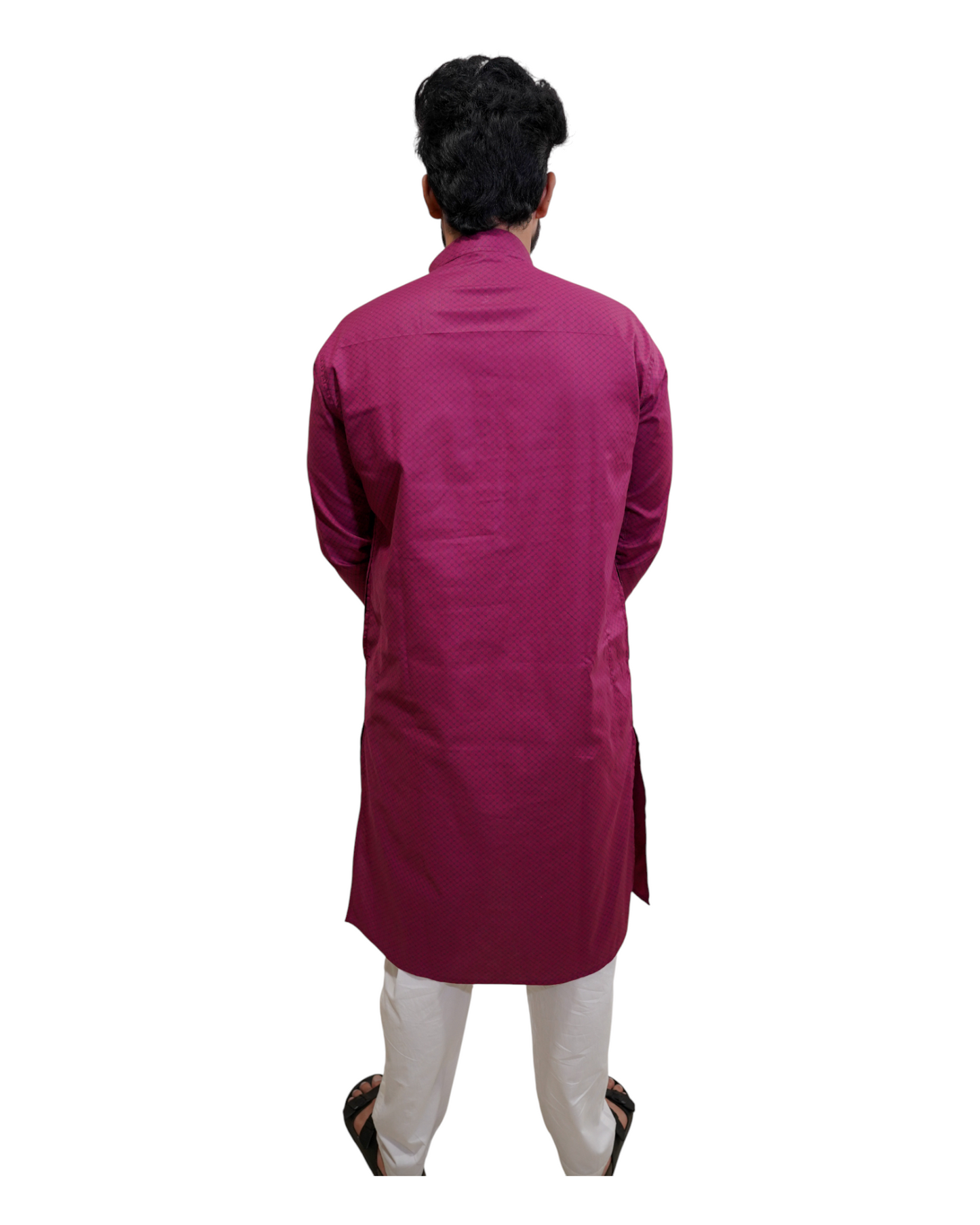 Murih Men's Magenta(Maroon) Cotton Geometric Print Kurta Pyjama Set