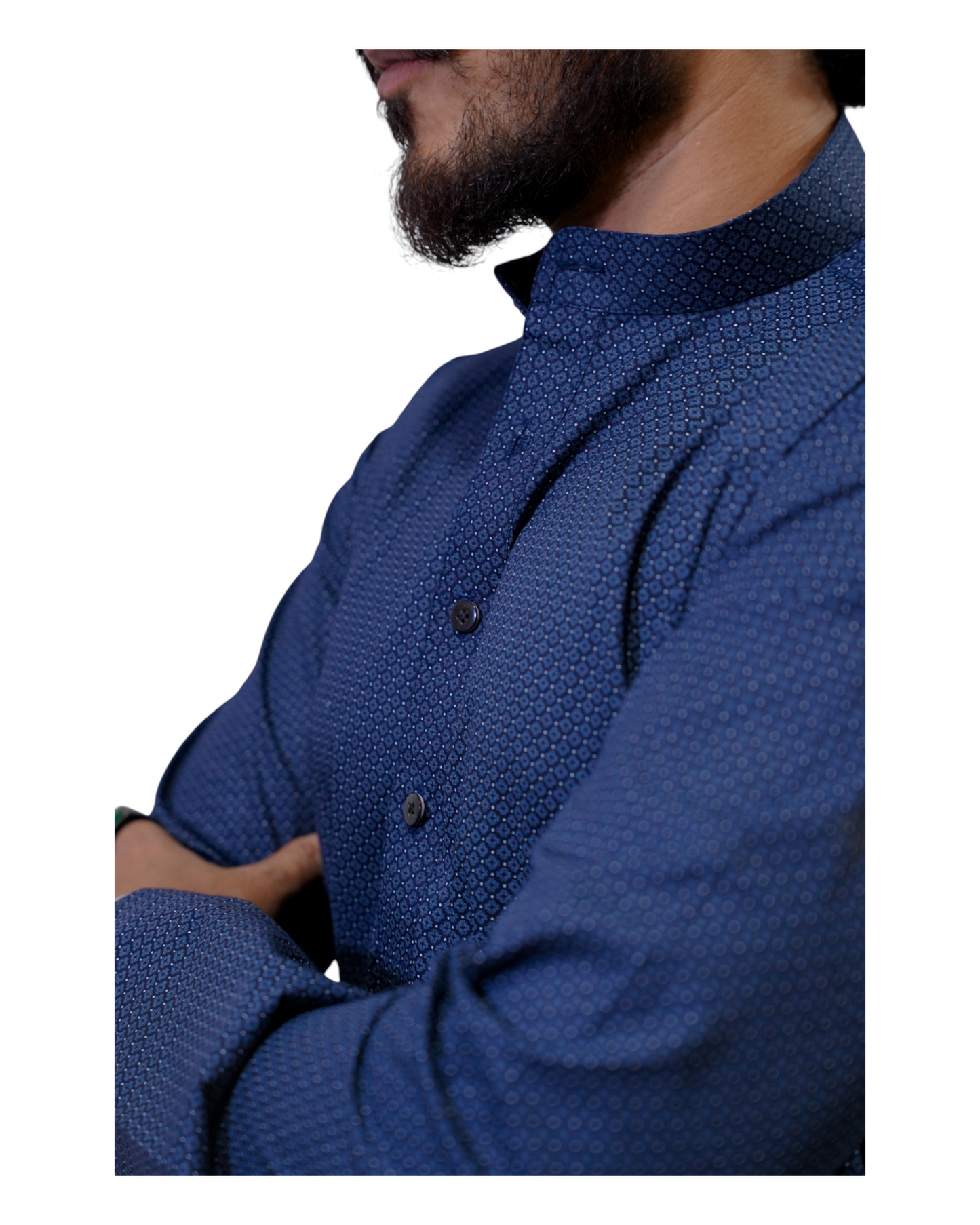 Murih Men's Navy Blue Cotton Geometric Print Kurta Pyjama Set