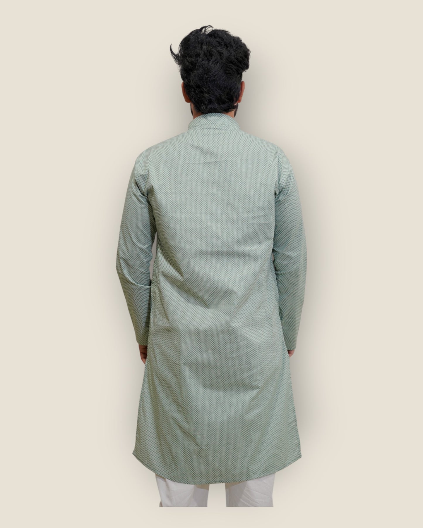 Men’s Mint Green Cotton Printed Kurta – Stylish Ethnic Wear by Murih