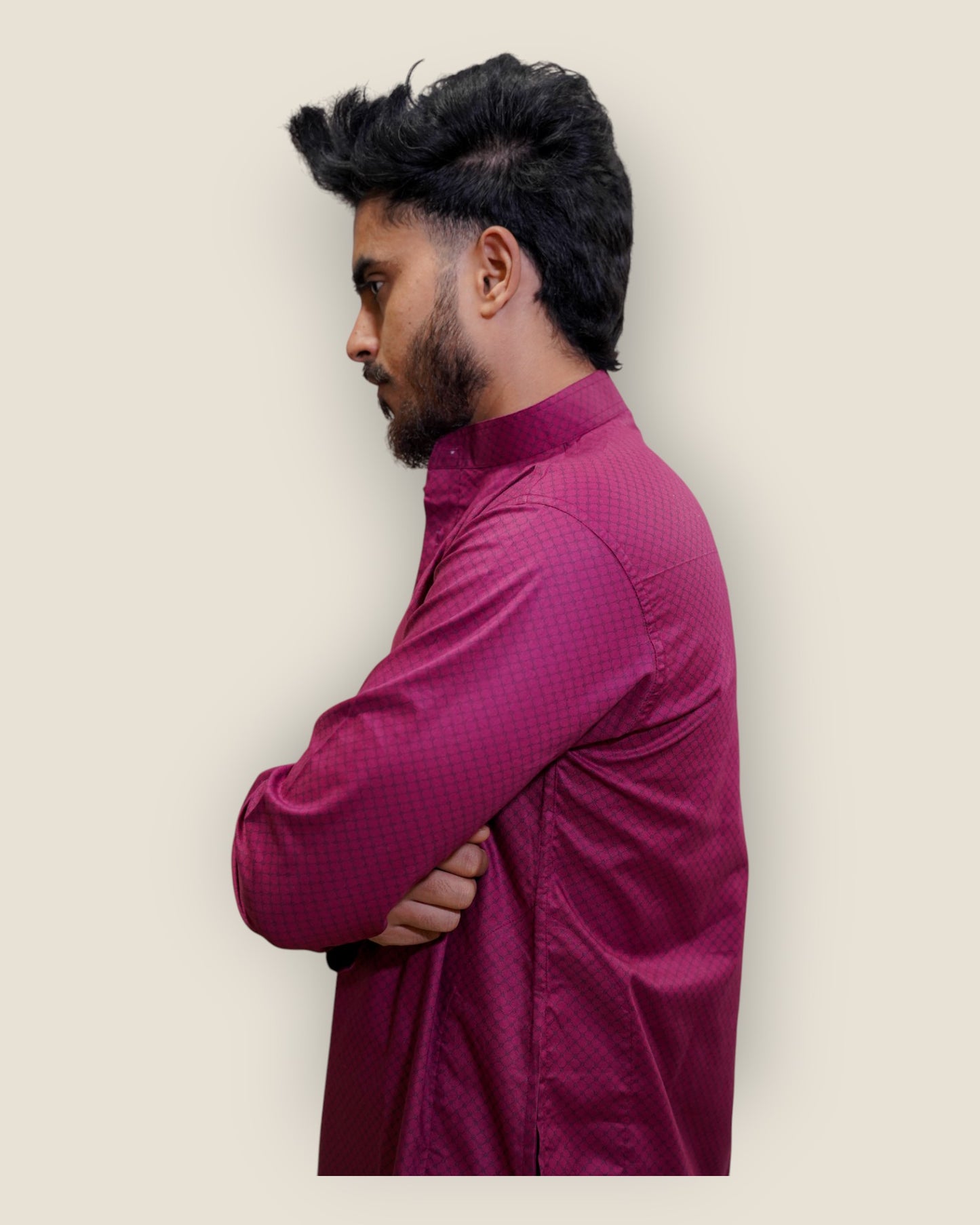 Men’s Magenta(Maroon) Cotton Printed Kurta – Festive & Party Wear by Murih