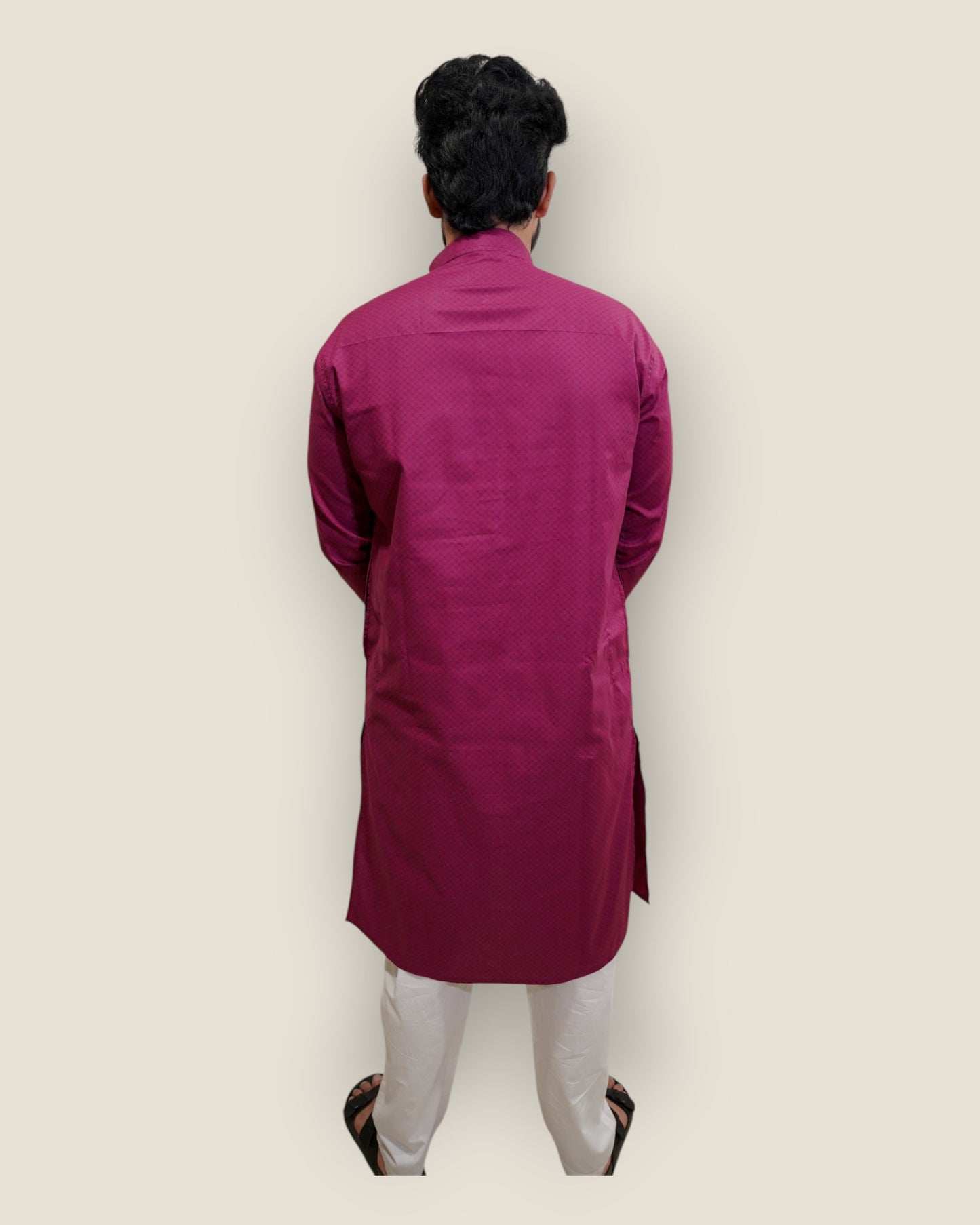 Men’s Magenta(Maroon) Cotton Printed Kurta – Festive & Party Wear by Murih
