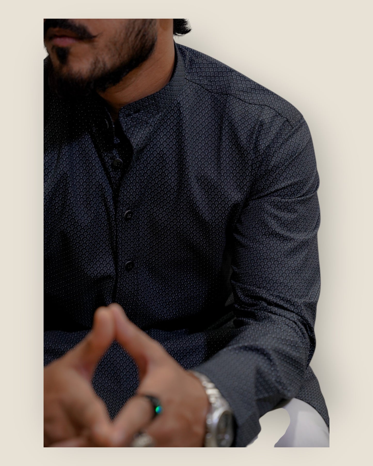 Men’s Black Cotton Printed Kurta – Elegant Party & Festive Wear by Murih