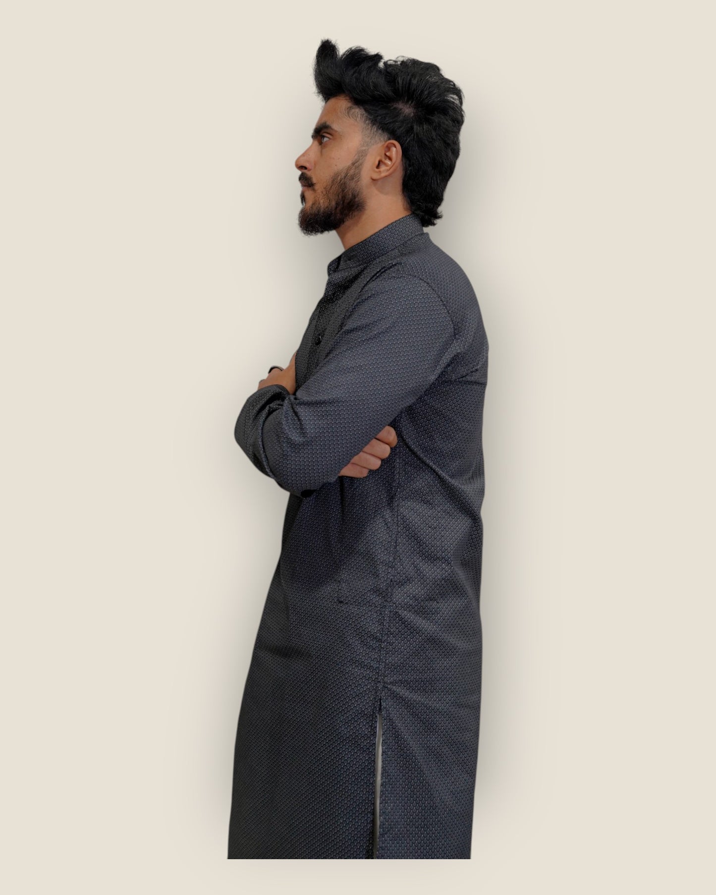 Men’s Black Cotton Printed Kurta – Elegant Party & Festive Wear by Murih