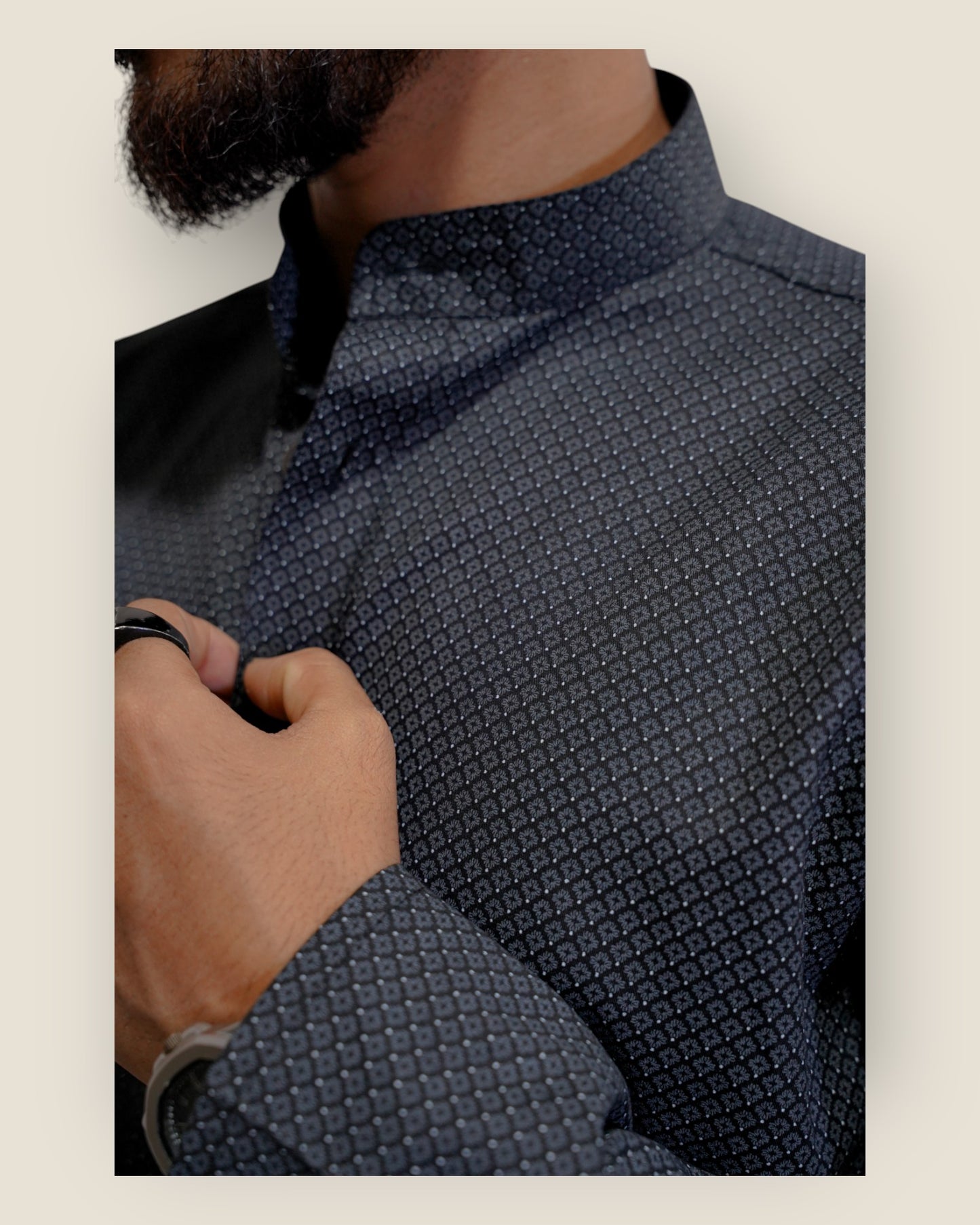 Men’s Black Cotton Printed Kurta – Elegant Party & Festive Wear by Murih