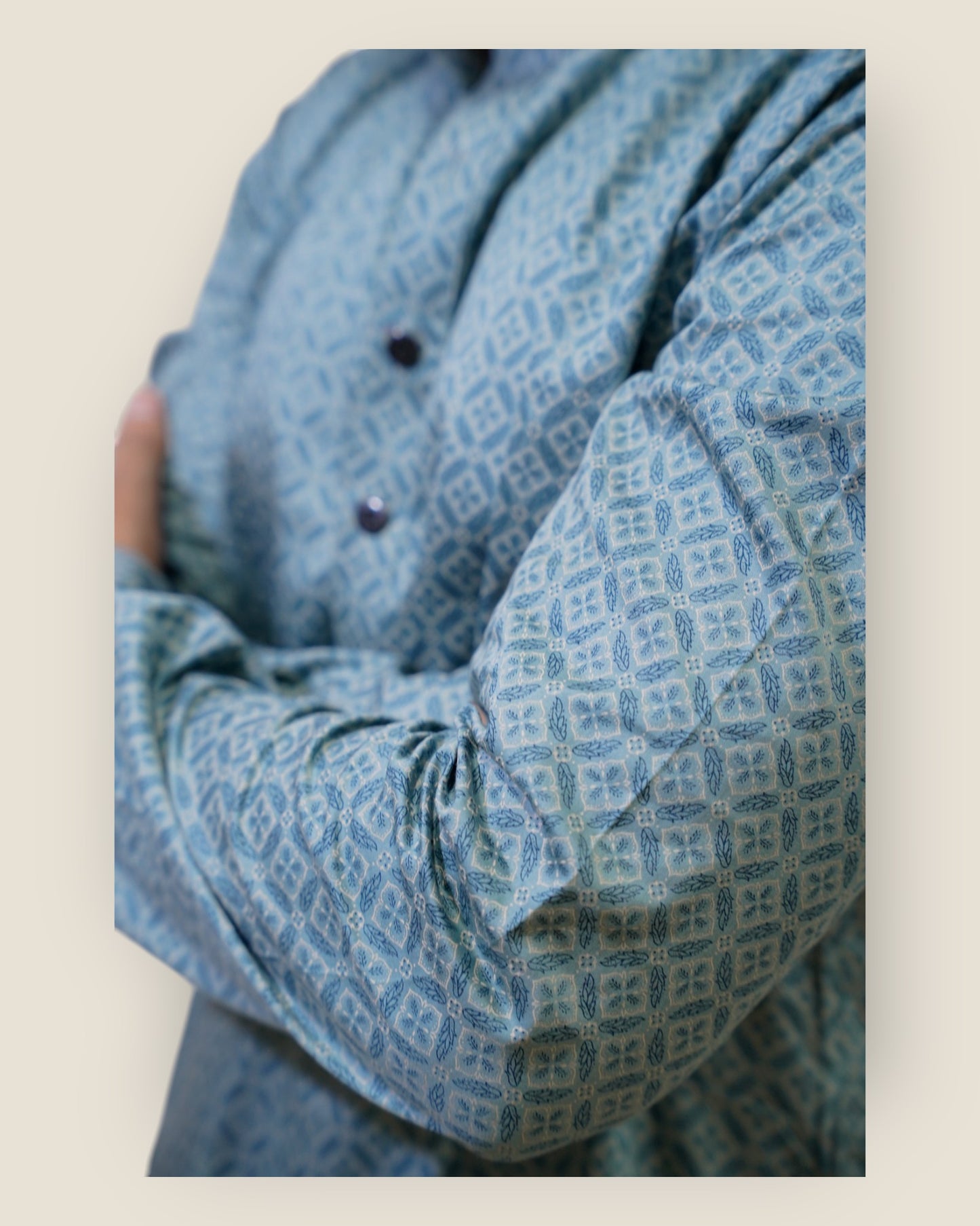 Men’s Light Blue Cotton Printed Kurta – Casual & Festive Wear by Murih