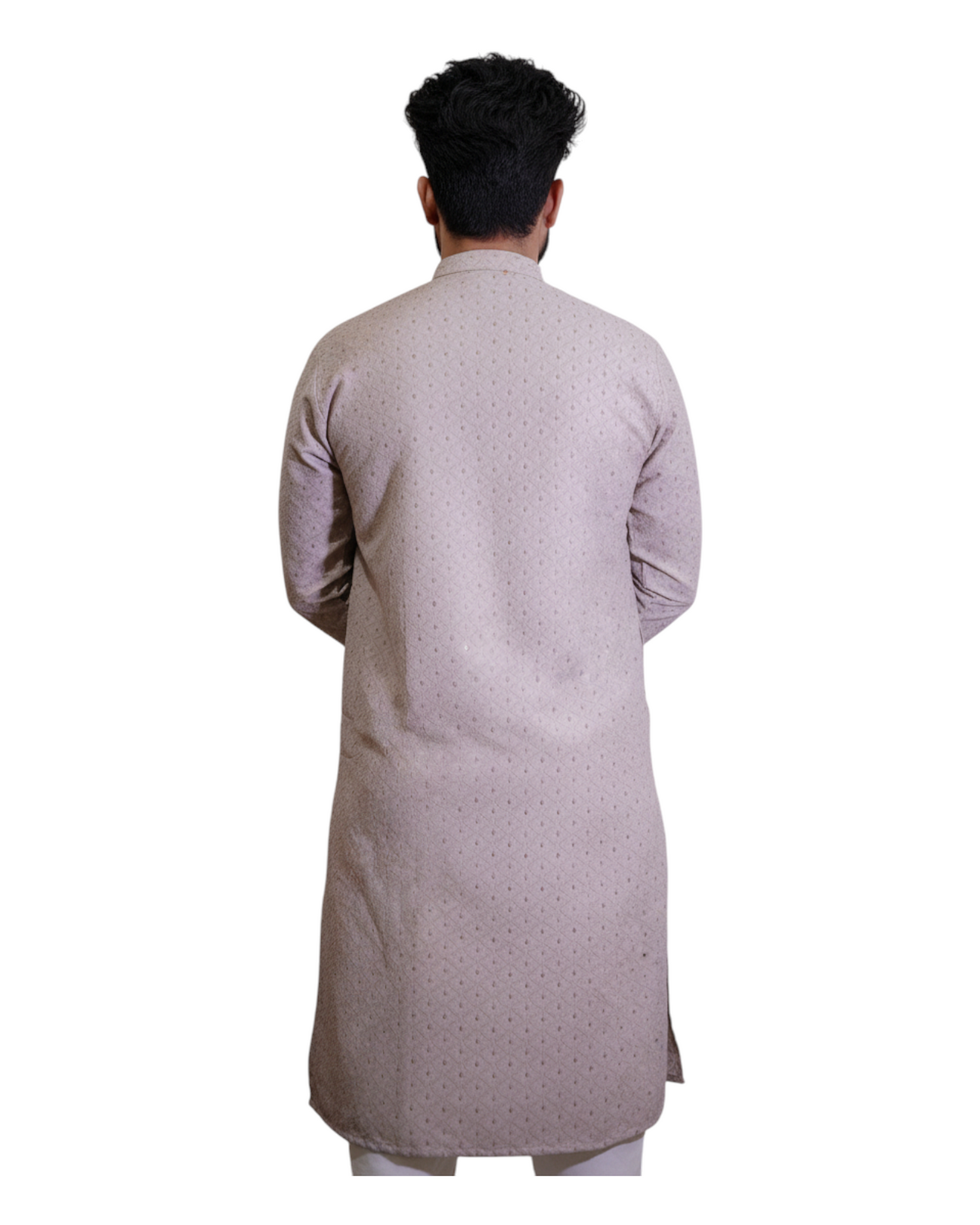 Murih Men's Beige Chikankari Jacquard Kurta Pyjama Set
