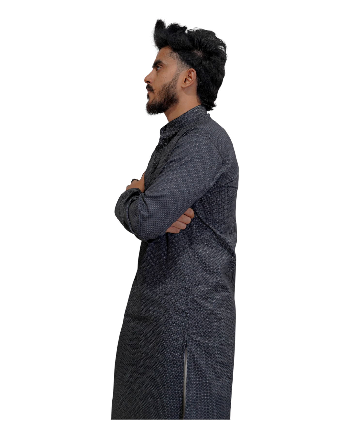 Murih Men's Black Cotton Geometric Print Kurta Pyjama Set
