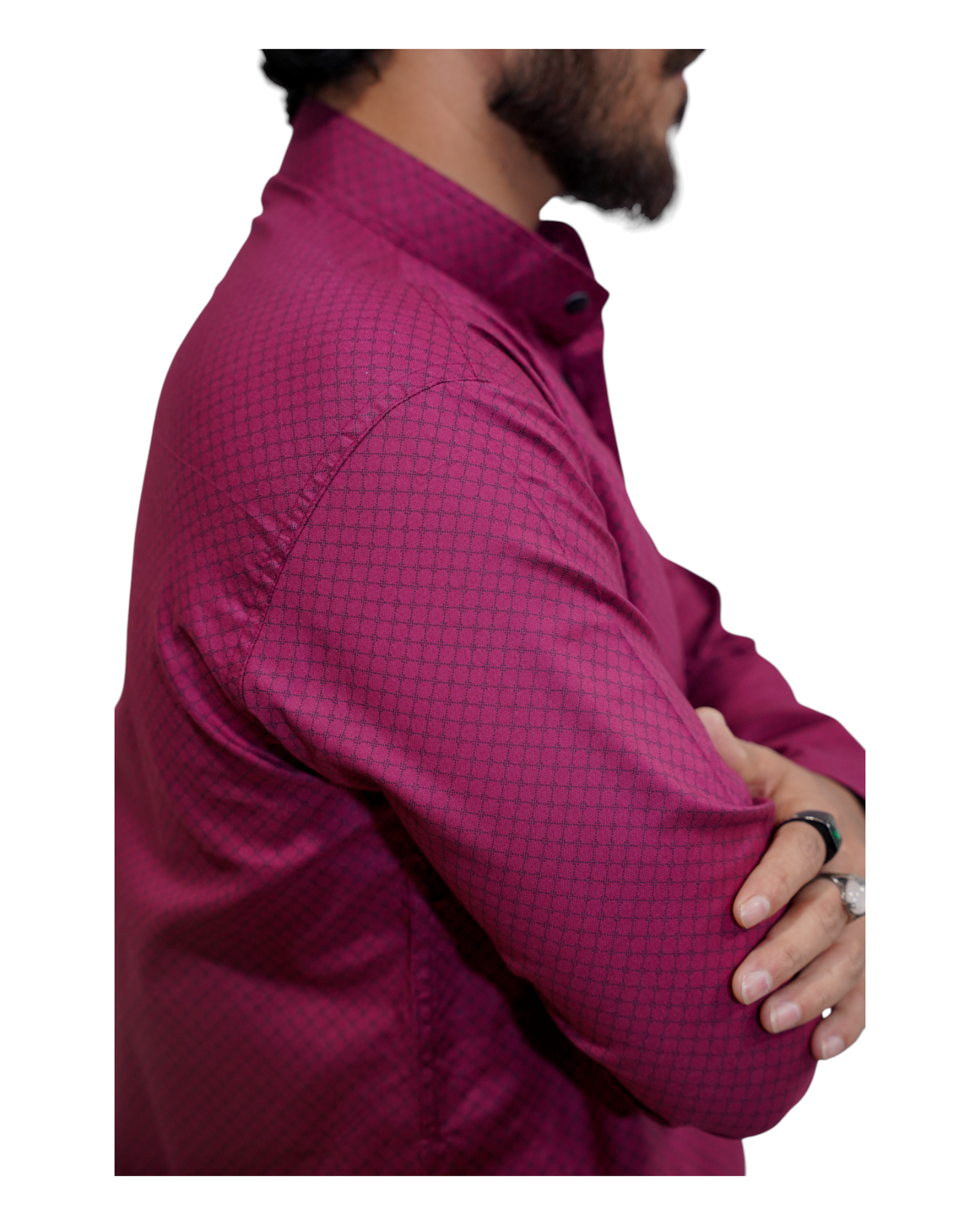 Murih Men's Magenta(Maroon) Cotton Geometric Print Kurta Pyjama Set