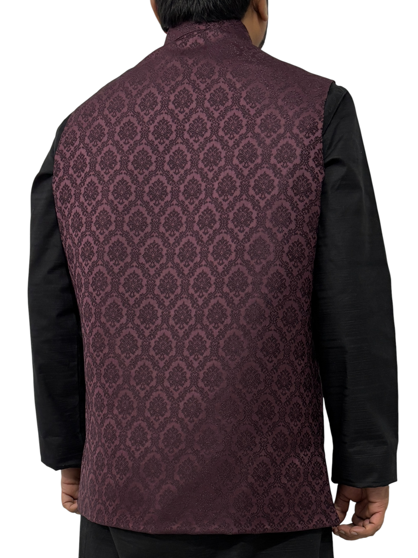 Murih Men’s Maroon Jacquard Nehru Jacket | Ethnic Modi Waistcoat