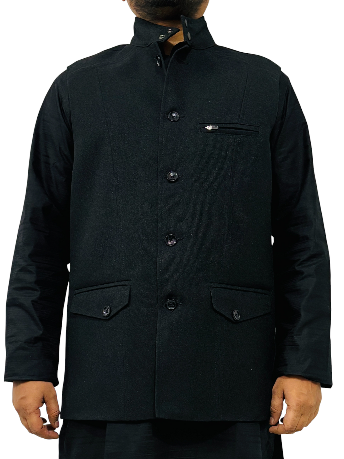 Murih Men’s Black Tweed Nehru Jacket | Ethnic Winter Modi Waistcoat