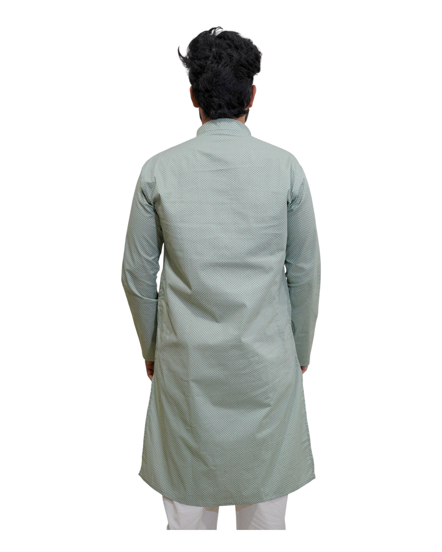 Murih Men's Mint Green Cotton Geometric Print Kurta Pyjama Set