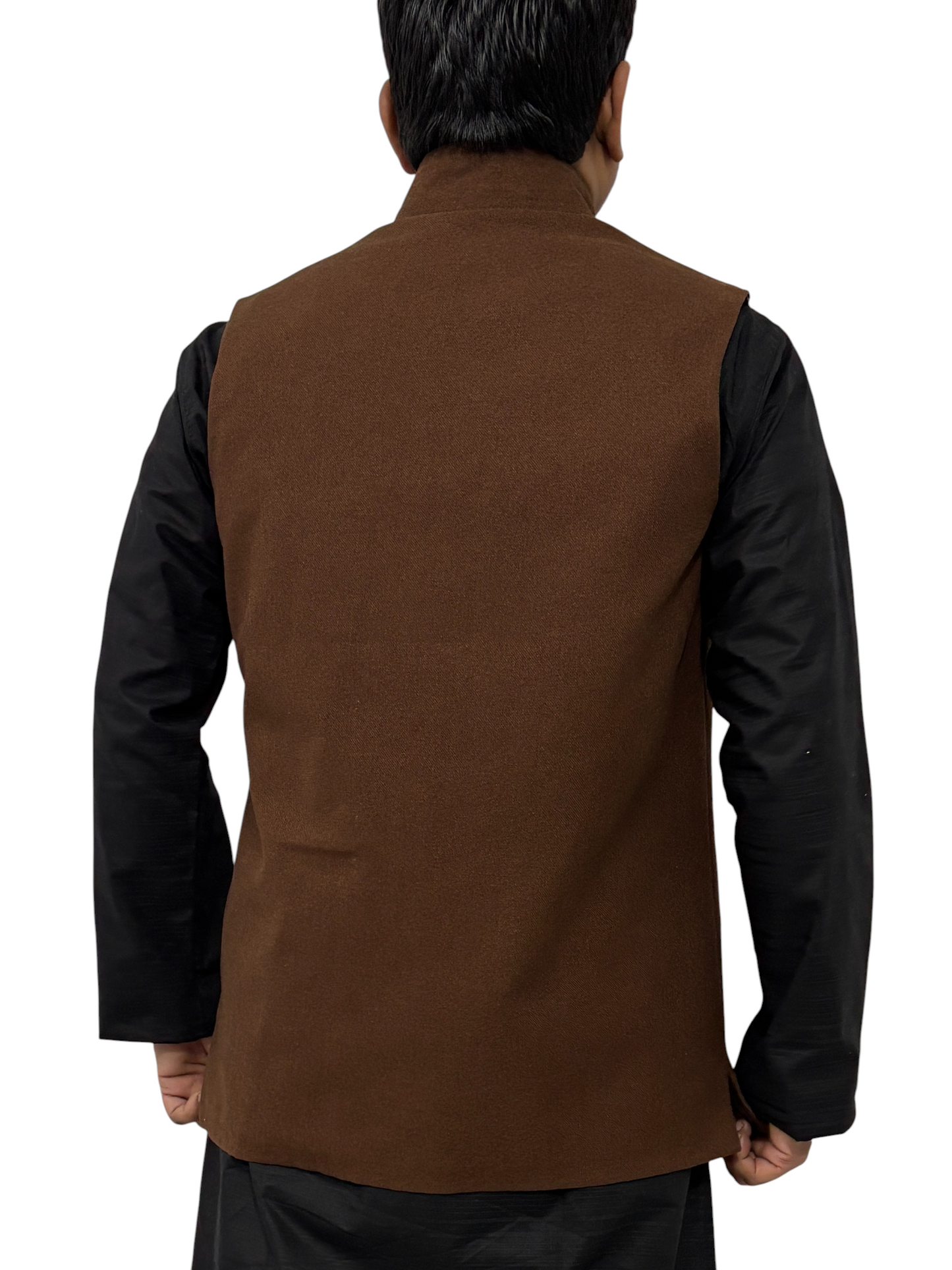 Murih Men’s Brown Tweed Nehru Jacket | Wool Blend Modi Waistcoat